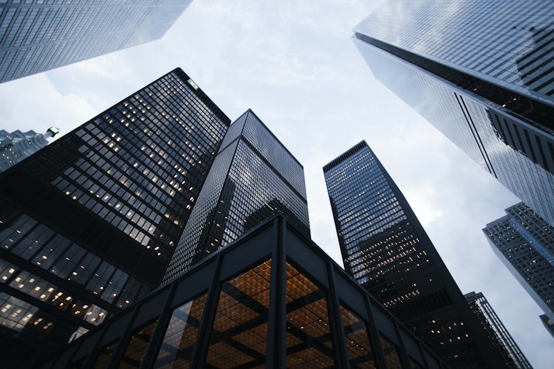 Skyscraper glass structure representation indicating clean system integration lines